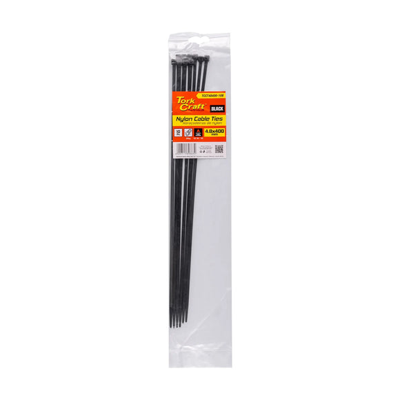 Tork Craft Nylon Cable Ties 4.8mm X 400mm Black 10pc - image 01