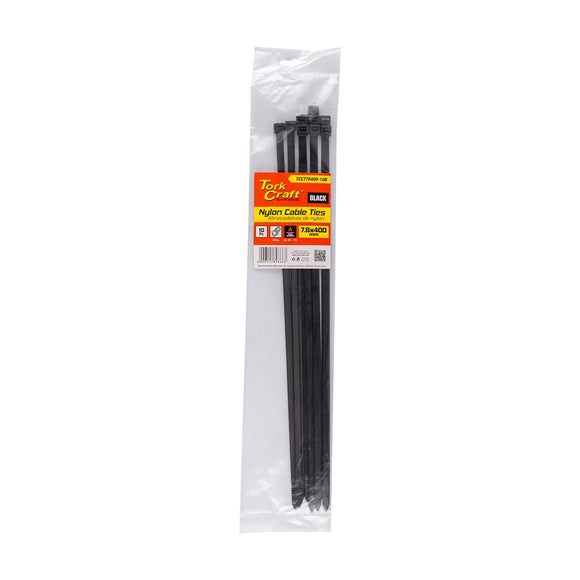 Tork Craft Nylon Cable Ties 7.6mm X 400mm Black 10pc - image 01