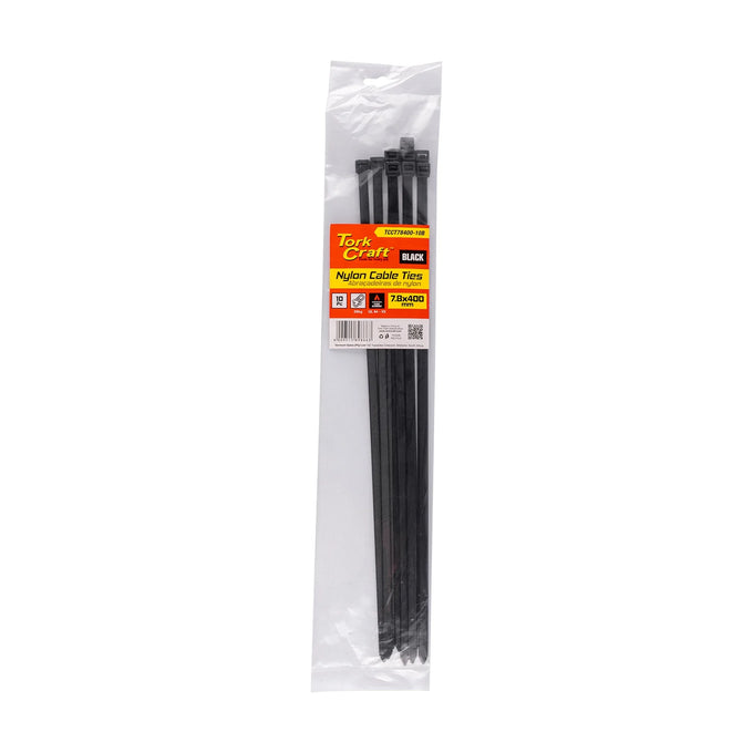 Tork Craft Nylon Cable Ties 7.6mm X 400mm Black 10pc - image 01