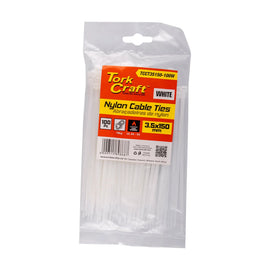 Tork Craft Nylon Cable Ties 3.5mm X 150mm White 100pc - image 01