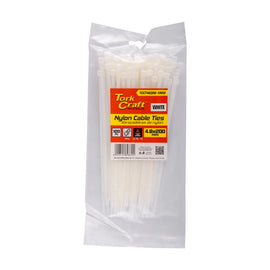 Tork Craft Nylon Cable Ties 4.8mm X 200mm White 100pc - image 01