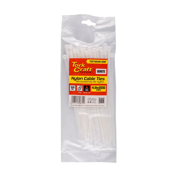 Tork Craft Nylon Cable Ties 4.8mm X 200mm White 50pc - image 01