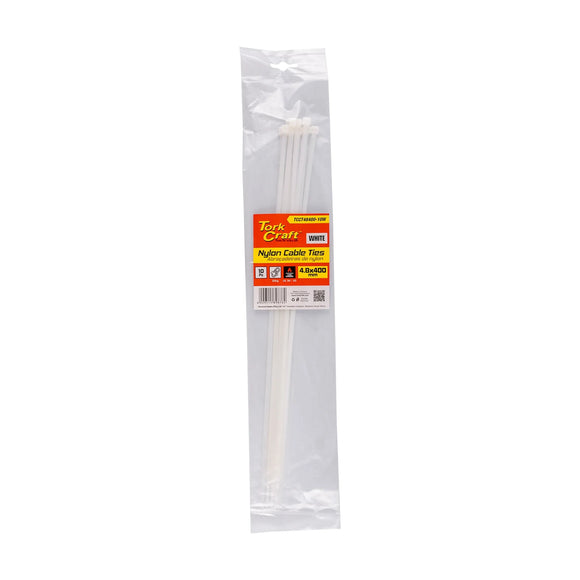 Tork Craft Nylon Cable Ties 4.8mm X 400mm White 10pc - image 01