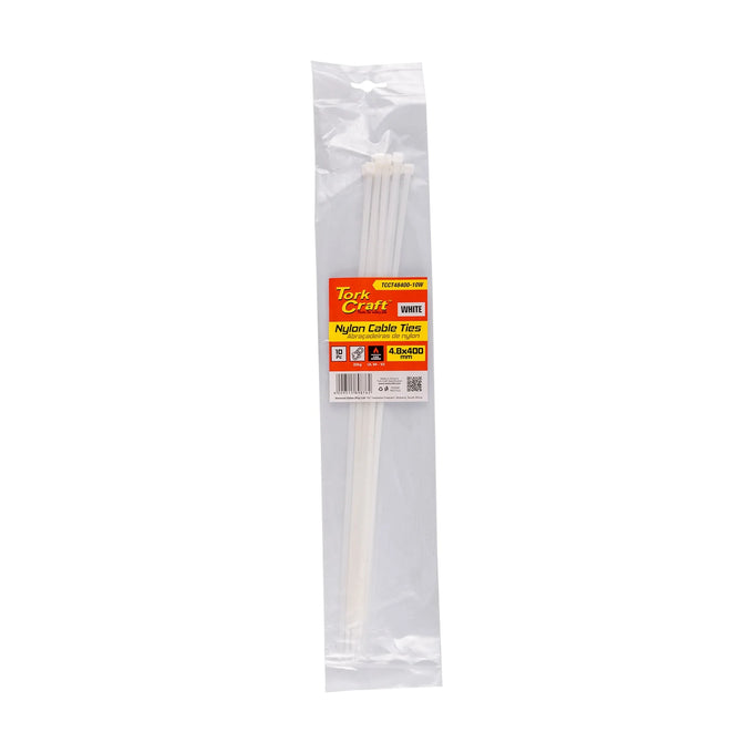 Tork Craft Nylon Cable Ties 4.8mm X 400mm White 10pc - image 01