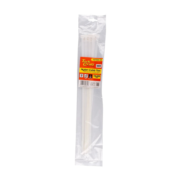 Tork Craft Nylon Cable Ties 7.6mm X 400mm White 10pc - image 01