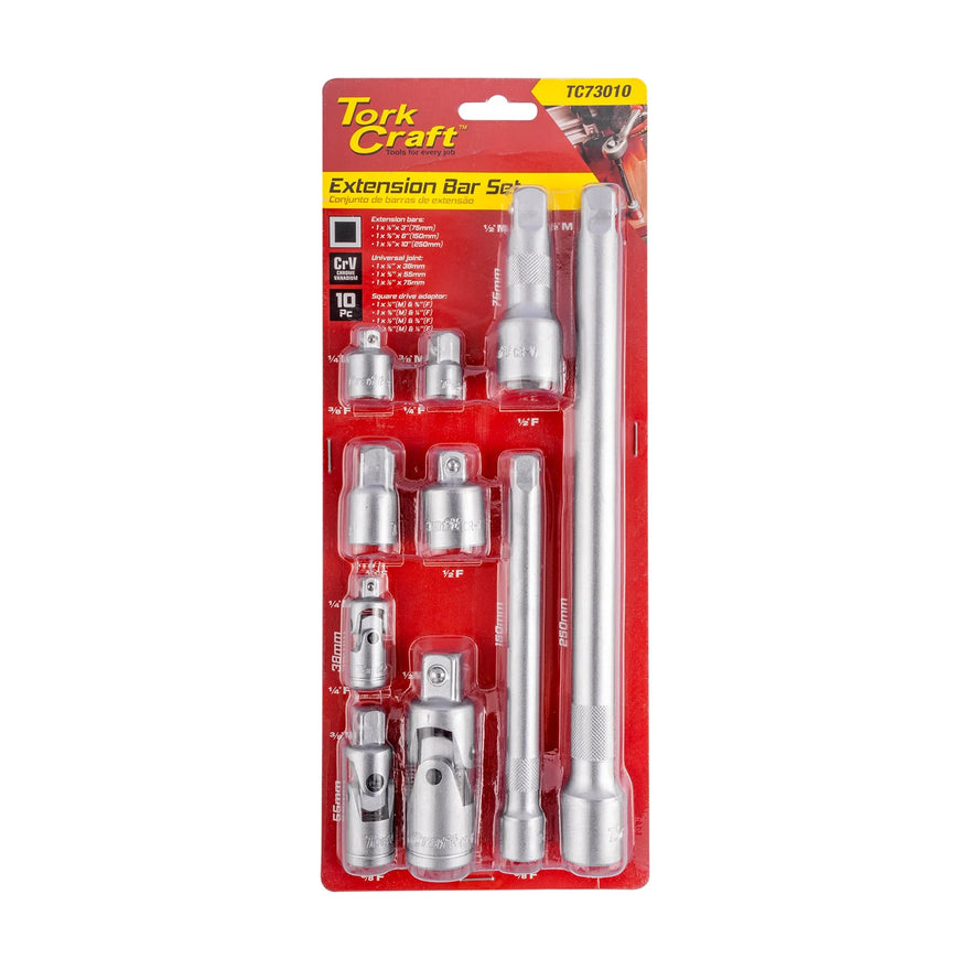Tork Craft 10pc Adaptor & Extension Set 1/2', 1/4', 3/8' - image 01