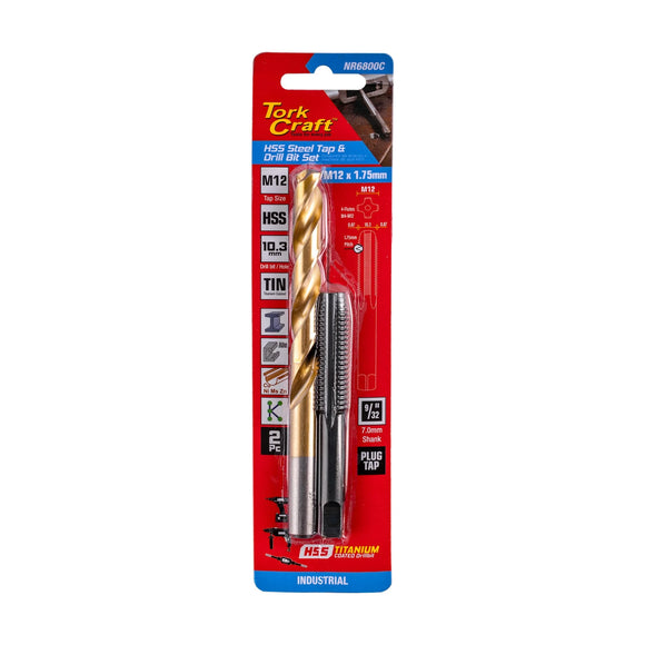 Tork Craft Tap HSS 12x1.75 & Drill 10.3mm 2pc Set - image 01