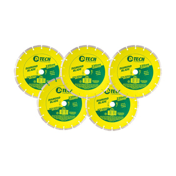 D-Tech Diamond Blade Segmented Standard. 230 x 22.23mm 5 Piece - image 01