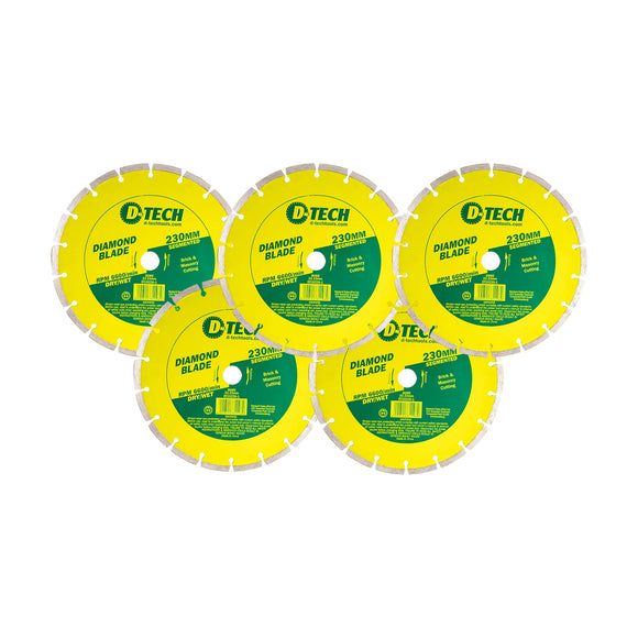 D-Tech Diamond Blade Segmented Standard. 230 x 22.23mm 5 Piece - image 01