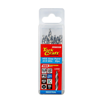 Tork Craft Drill Bit Precision-max Step Point 3.0mm HSS 10 Pack - image 01