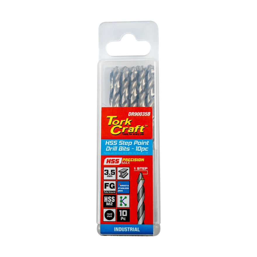 Tork Craft Drill Bit Precision-max Step Point 3.5mm HSS 10 Pack - image 01