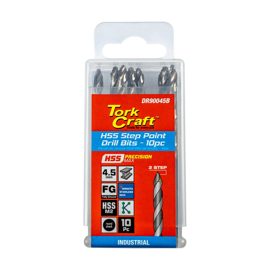 Tork Craft Drill Bit Precision-max Step Point 4.5mm HSS 10 Pack - image 01