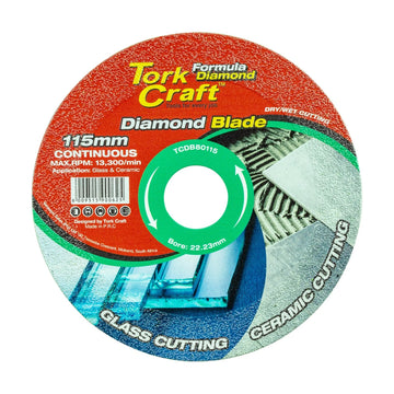 Tork Craft Diamond Blade 115mm Continuous Thin Rim Glass Tile Stone Cladding - image 01