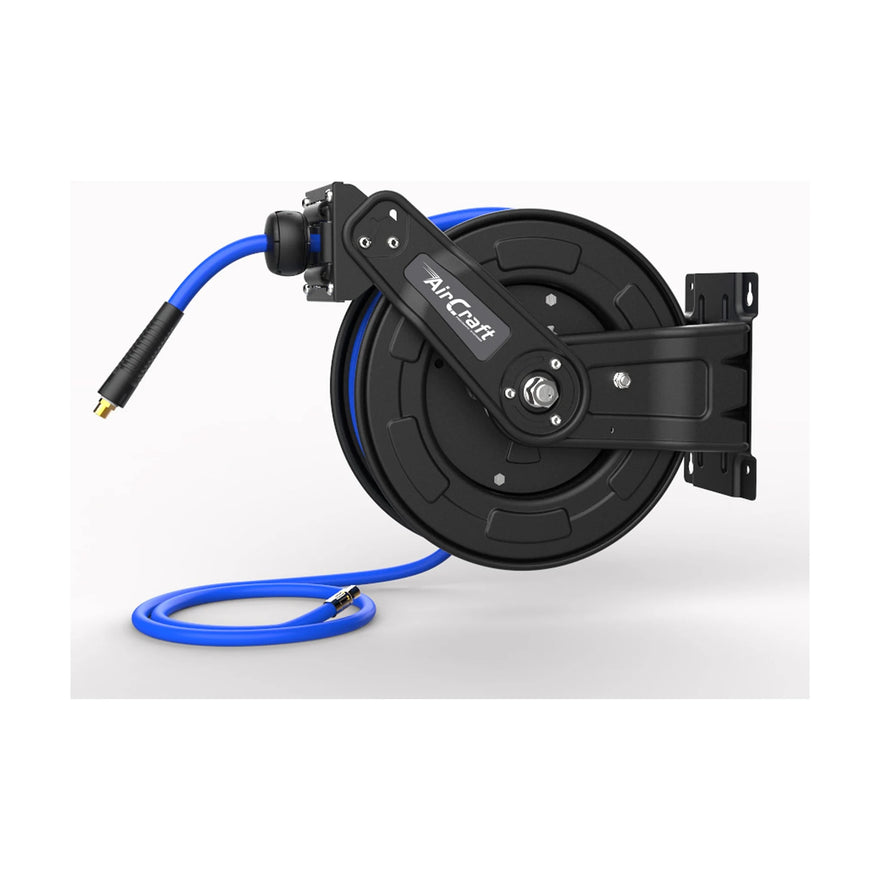 AirCraft Air Hose Reel Metal 20M 12mmOd X 8mmId PU Hose Auto Retract - image 01