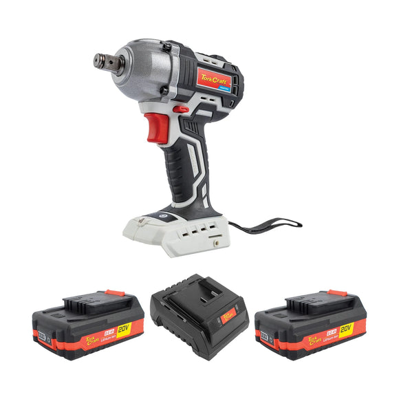 Tork Craft Impact Wrench 450nm 20v LW450 + Std. Charger & 2 X 2.0Ah Batteries - image 01