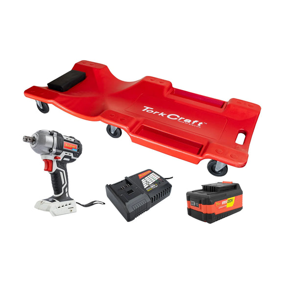 Tork Craft Impact Wrench 450nm 4.0Ah Battery Smart Charger Plastic Creeper Combo - image 01