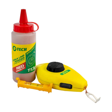 D-Tech Chalk Line 3 Piece Set 30m Reel/Line Level Includes Powder - image 01