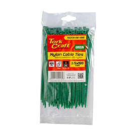 Tork Craft Nylon Cable Ties 3.5mm X 150mm Green 100pc - image 01