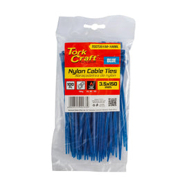 Tork Craft Nylon Cable Ties 3.5mm X 150mm Blue 100pc - image 01
