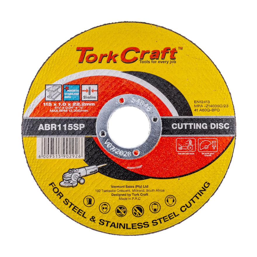 Tork Craft Cutting Disc Steel Metal SS 115 X 1.0 X 22.2 Mm - image 01