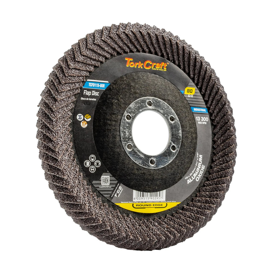 Tork Craft Flap Disc Round Edge A/O 115mm 80 Grit Flat - image 01