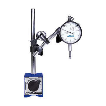 Accud 2-Piece Measuring Tool Set 25mm Dial Indicator With Magnetic Stand - image 01