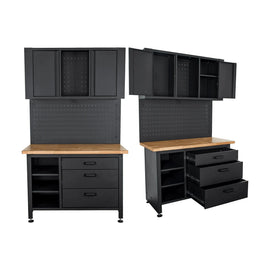 Tork Craft Wall Mount Metal Storage Unit 2000x1200mm Cupboard/ Peg Board/Work Bench - image 01