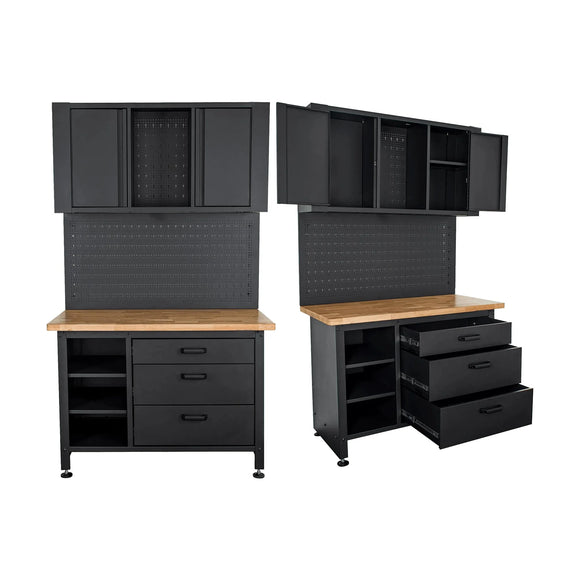 Tork Craft Wall Mount Metal Storage Unit 2000x1200mm Cupboard/ Peg Board/Work Bench - image 01