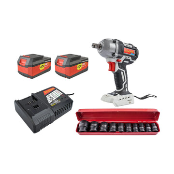 Tork Craft Impact Wrench 450nm 2 X 4.0Ah Battery Smart Charger 10pc Impact Socket Set - image 01