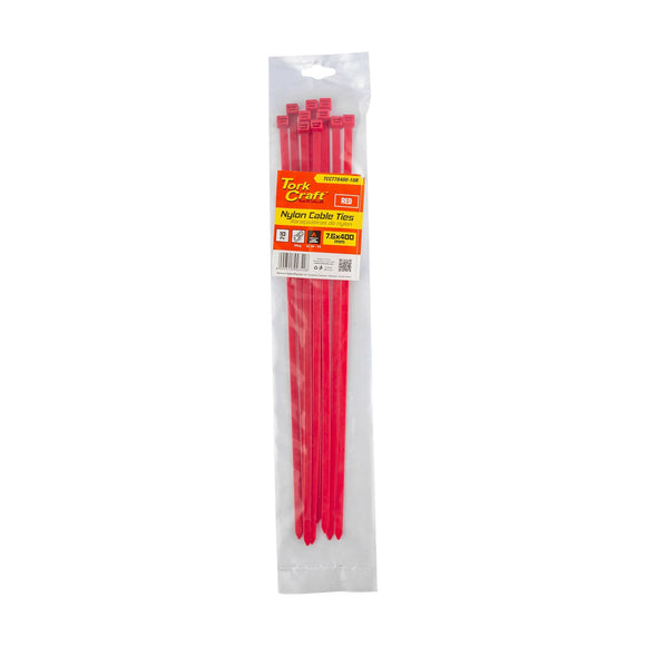 Tork Craft Nylon Cable Ties 7.6mm X 400mm Red 10pc - image 01