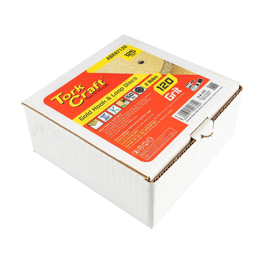 Tork Craft Gold Disc 120 Grit 125mm X 8 Holes Hook And Loop 50 pieces - image 01