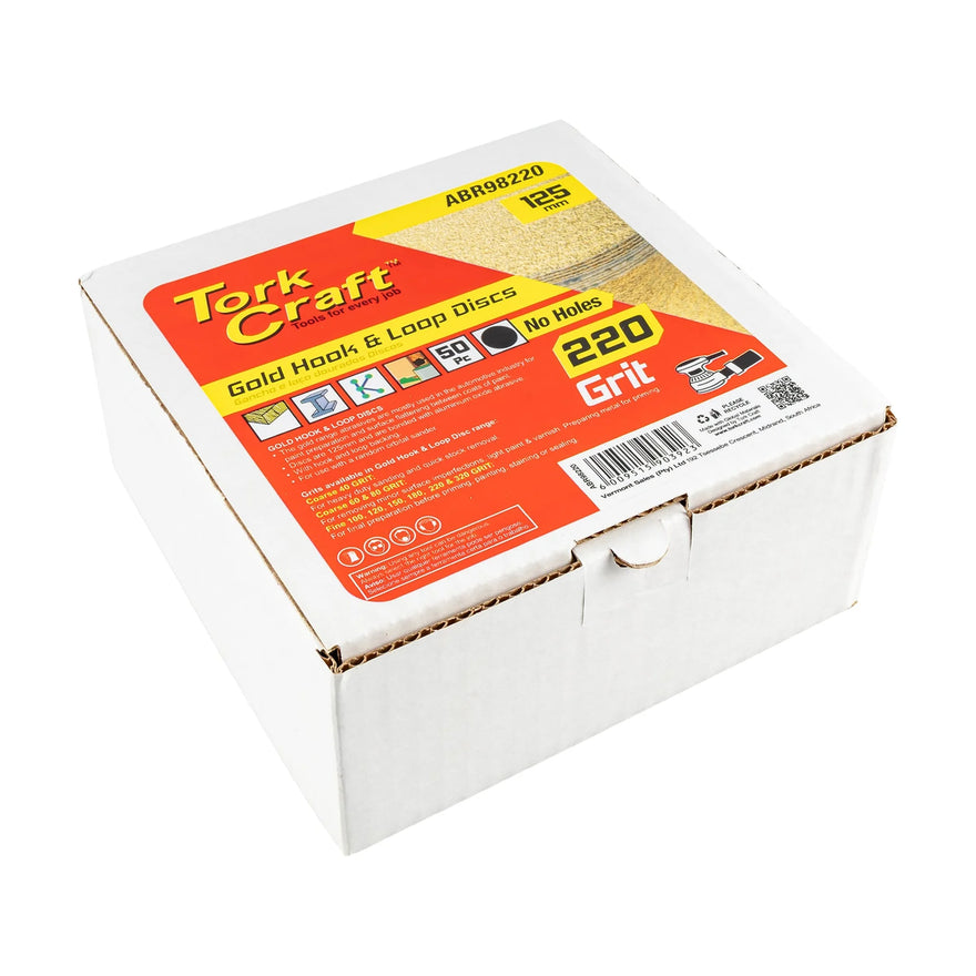 Tork Craft Gold Disc 220 Grit 125mm Without Hole Hook And Loop 50 pieces - image 01