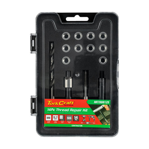 Tork Craft Thread Repair Kit 14pc M8 X 1.25 X 11.7mm Flange Insert - image 01