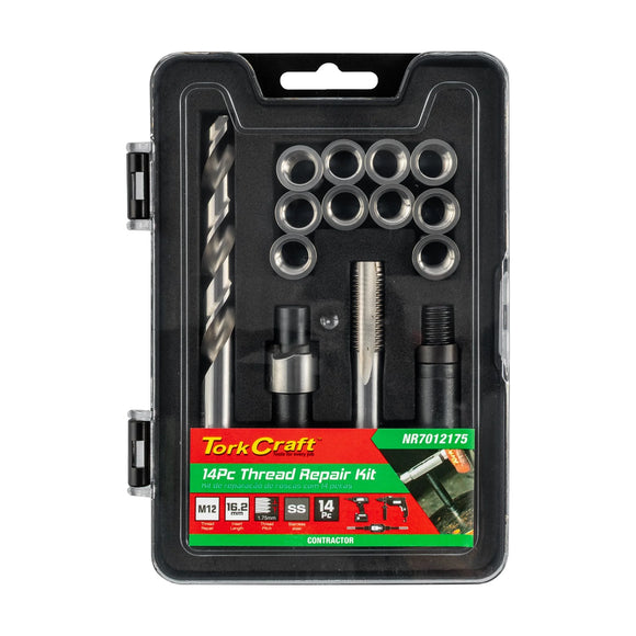 Tork Craft Thread Repair Kit 14pc M12 X 1.75 X 16.2mm Flange Insert - image 01