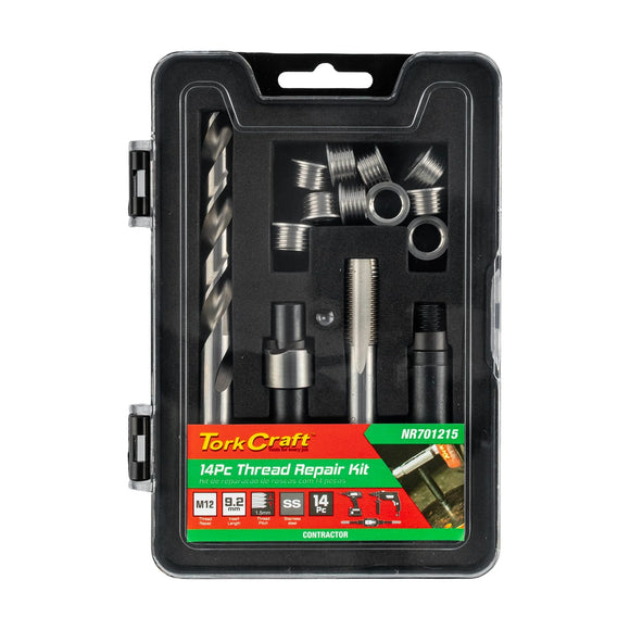 Tork Craft Thread Repair Kit 14pc M12 X 1.5 X 9.2mm Flange Insert - image 01