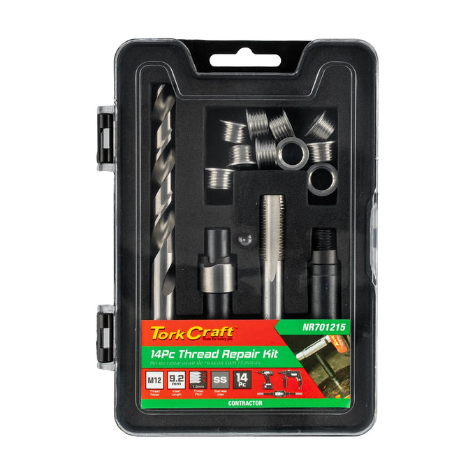 Tork Craft Thread Repair Kit 14pc M12 X 1.5 X 9.2mm Flange Insert - image 01
