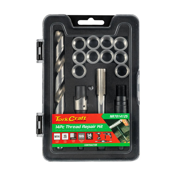 Tork Craft Thread Repair Kit 14pc M14 X 1.25 X 15mm Flange Insert - image 01