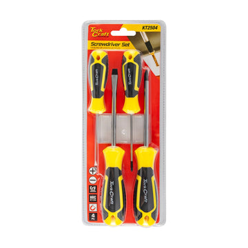 Tork Craft 4pc Screwdriver Set ( PH2 x100mm Ph0x75mm Sl3x75mm 6x100mm) - image 01