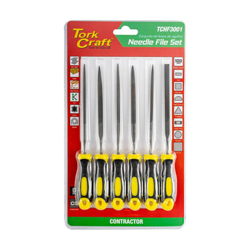 Tork Craft Needle File Set 6pc Flat/Round/square/tri-angle/taper Flat/half Round - image 01