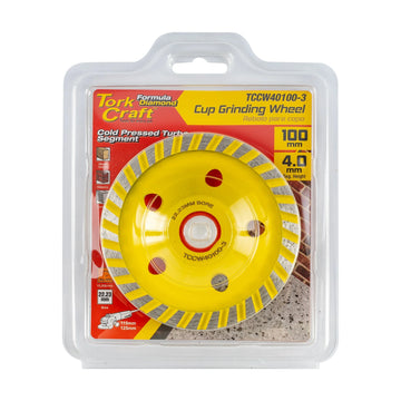 Tork Craft Cold Pressed Economy Diamond Cup Wheel 100mm X 22.23mm Turbo - image 01
