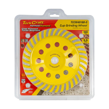 Tork Craft Cold Pressed Economy Diamond Cup Wheel 180mm X 22.23mm Turbo - image 01