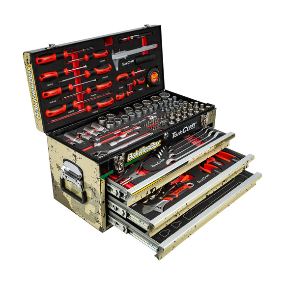 Tork Craft Tool Box 154 Pce 3 Drawer & Top Tray Limited Edition Track Box Bakkies - image 01
