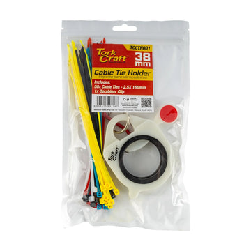 Tork Craft Cable Tie Holder 38mm + Carabiner Clip Lumin Material 50pc Ass. Cabl - image 01