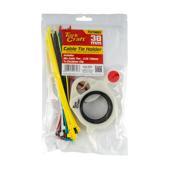 Tork Craft Cable Tie Holder 38mm + Carabiner Clip Lumin Material 50pc Ass. Cabl - image 01