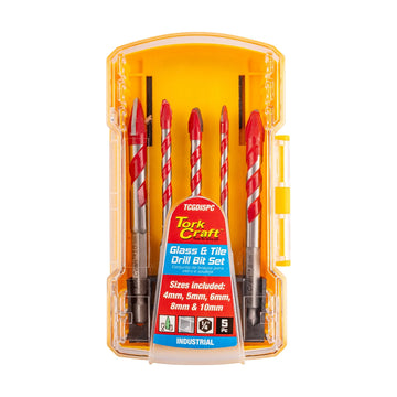 Tork Craft Glass & Tile Drill Flute Set 5pc 4/5/6/8/10mm In Plastic Case - image 01