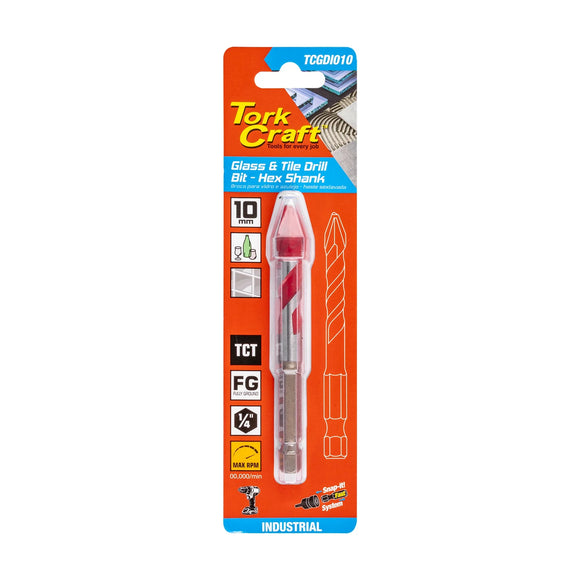 Tork Craft Glass & Tile Drill 10mm Hex Shank Industrial - image 01