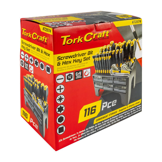 Tork Craft 116pc Screwdriver Bit Set & Hex Key Set