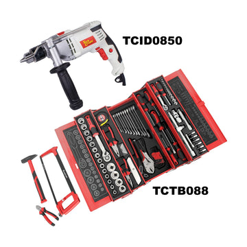 Tork Craft Impact Drill 850w & Cantilever Tool Box 88pc Combo - image 01