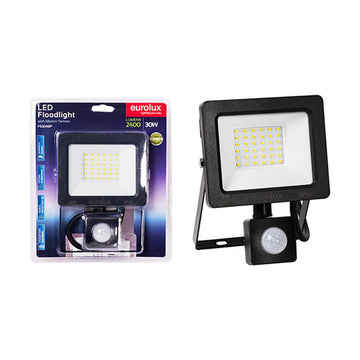 Eurolux LED 30W Floodlight Black with Sensor Blister - image 01
