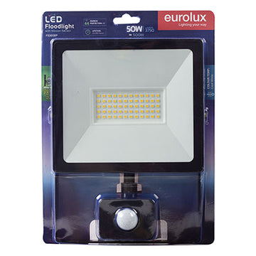 Eurolux LED 50W Floodlight Black with Sensor Blister in Electrical & Lighting,Lighting,Exterior Lighting